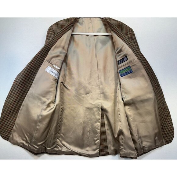 Chaps Ralph Lauren Mens Houndstooth Wool Blazer Jacket 42T Brown Academia - Picture 8 of 14